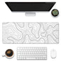 Eflxamz Desk Mat,White Topographic Contour Map Desk Pad,Topographic Contour Large Gaming Mouse Pad for Desk,Extended Big Computer Keyboard Mouse Pad with Non-Slip Base and Stitched Edge,31.5"x11.8"