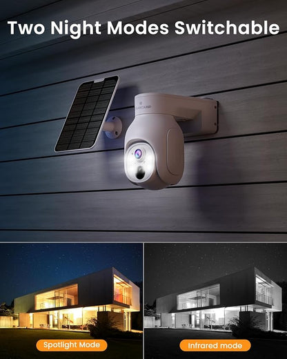 Camcamp Wireless Security Camera System, Solar Powered PTZ 4MP 6 Cam-kit Camera Security System, 500GB HDD NVR,Easy Installation, Color Night Vision, 2 Way Audio, 2.4G & 5G WiFi for Home Outdoor