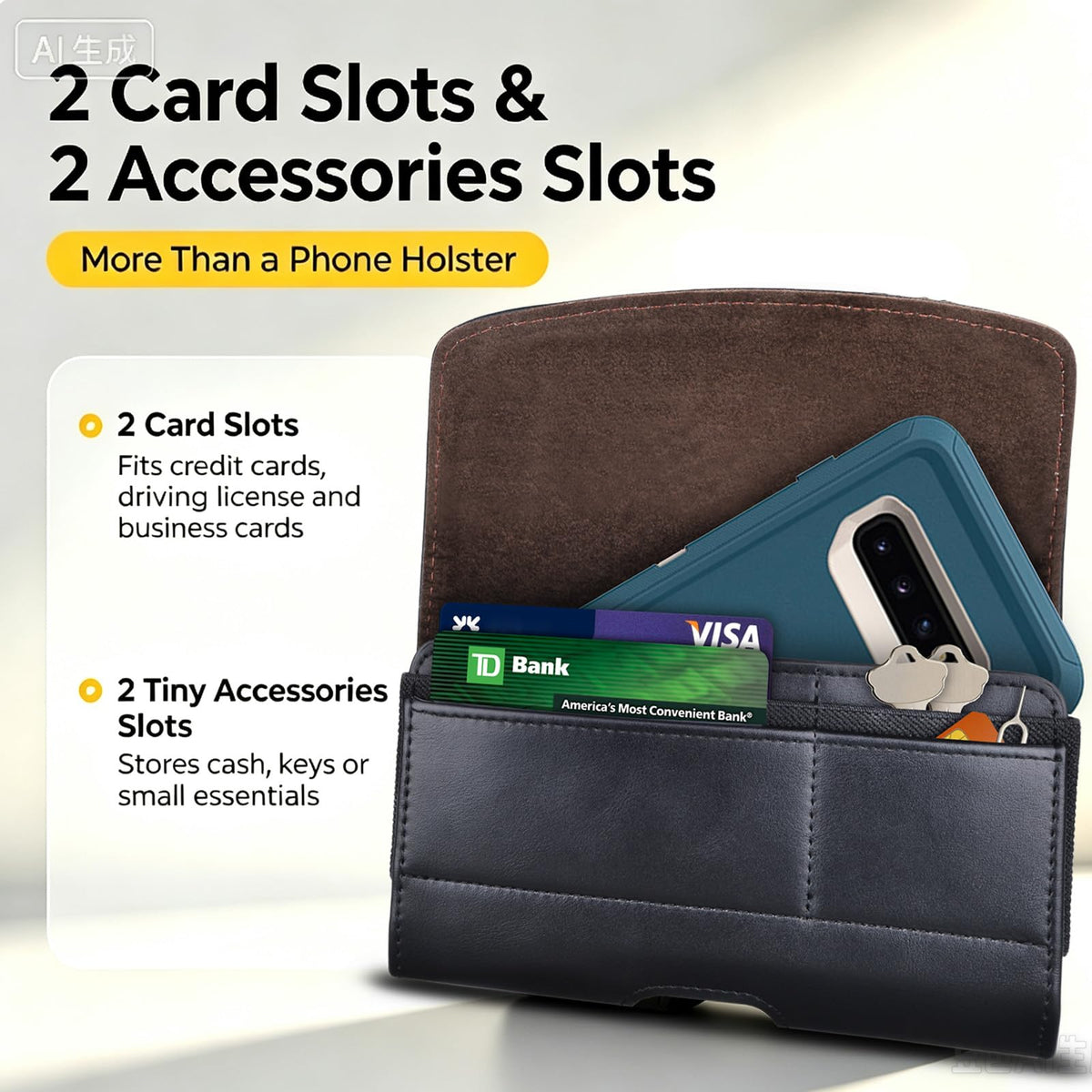 Tiflook Phone Holster for iPhone 17 Pro Max iPhone 16 15 14 13 12 11 XS max 17 Air 13 Mini 12 Mini PU Leather Cell Phone Pouch with Belt Clip Loop Card Holder Carrying Case,Black