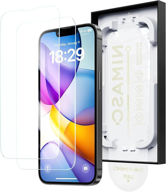 NIMASO for iPhone 17e/16e/13 Pro/13/14 Screen Protector, 2 Pack HD Clear Tempered Glass Screen Protector for iPhone 17e with Bubble-and-Dust-Free Box, Instant Installation (6.1 inches)
