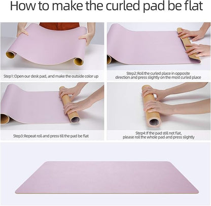 YSAGi Desk Mat, Desk Pad, 35.4" x 17" Laptop Leather Desk Pad Protector, Large Leather Desk Blotter for Keyboard and Mouse, Dual-Sided Desk Writing Pad for Office(Grayish Lavendar+Cinnamon Buff)