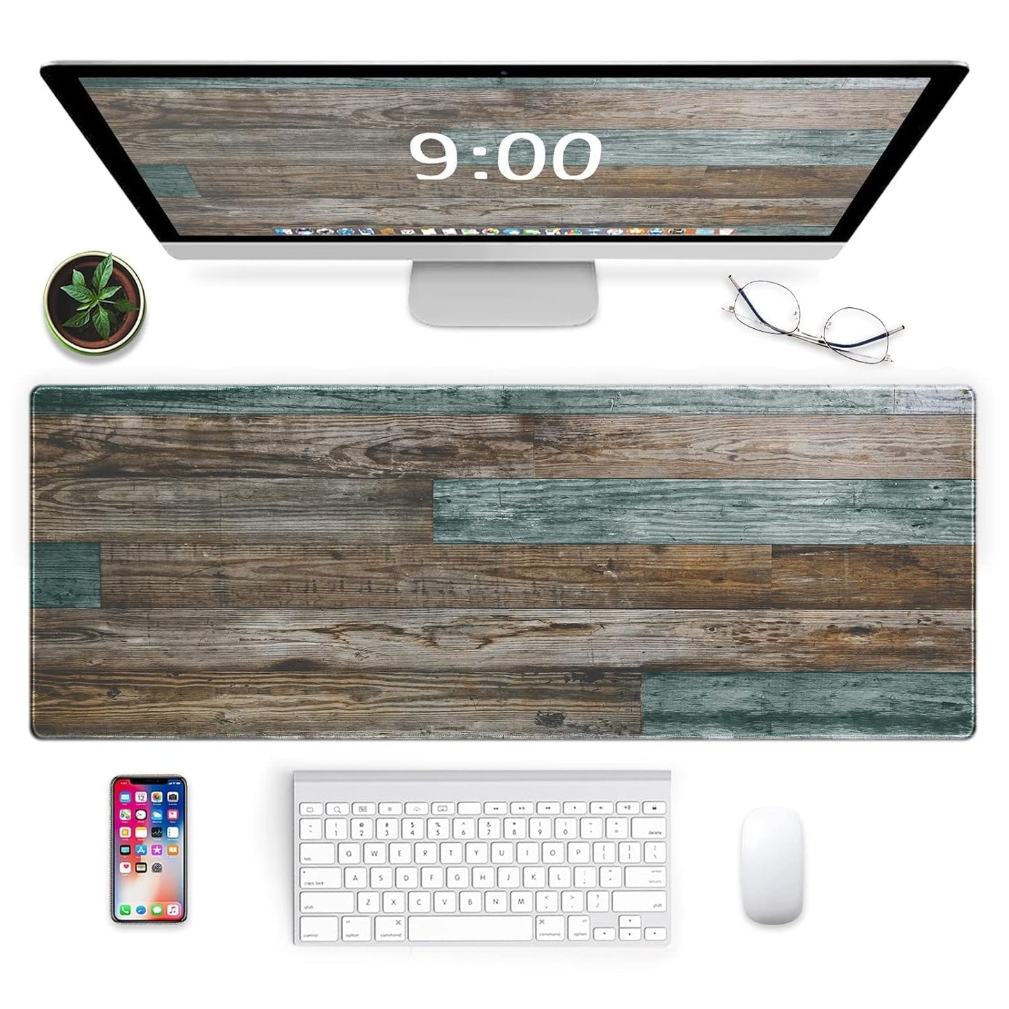 Galdas Gaming Mouse Pad Vintage Wood Grain Pattern XXL XL Large Mouse Pad Mat Long Extended Mousepad Desk Pad Non-Slip Rubber Mice Pads Stitched Edges Thin Pad (31.5x11.8x0.12Inch)