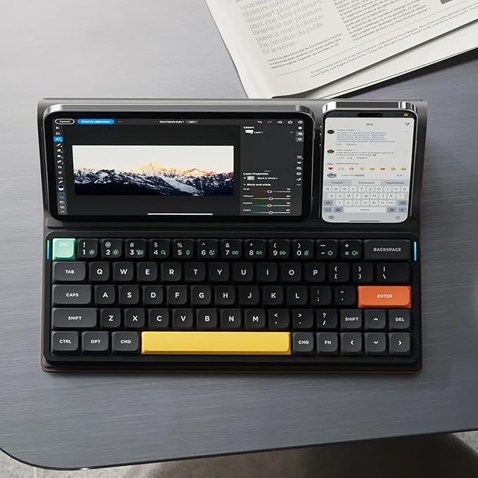 nuphy Air60 V2 Portable Wireless Keyboard 60% Low Profile Mechanical Keyboard Support QMK/VIA Compatible with Windows/mac OS/Linux Supports Bluetooth 5.1/2.4GHz/Wired (USB-C) Gateron Cowberry Switch