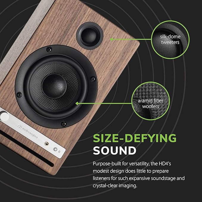 Audioengine HD4 Powered Bookshelf Speakers – Bluetooth 5.3 aptX Adaptive,