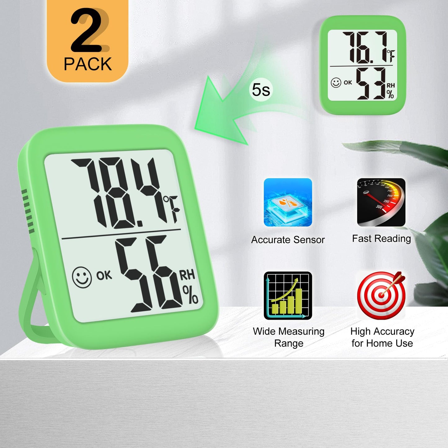 Antonki 2 Pack Room Thermometer Indoor Hygrometer