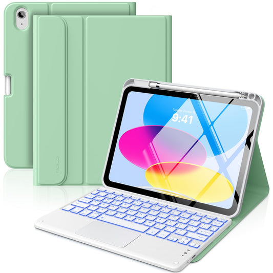 MoKo Touch Keyboard Case for iPad (A16) 11th/10th Gen, Green