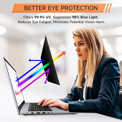 Nano Laptop Privacy Screen 15.6 Inch 16:9, No Glue Computer Monitor Privacy Shield, Matte Anti Glare Blue Light Filter Compatible with Lenovo Hp Dell Acer Asus Thinkpad Envy Xps