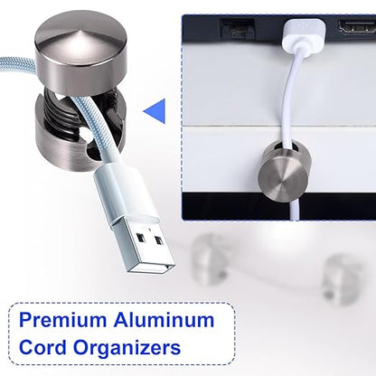 2 Sets Charger Holders for Cords, Black Adjustable Cable Anchor Holders, Adhesive Metal Cord Clips, Cable Management Wire Organizers for Desk, Office, Nightstand