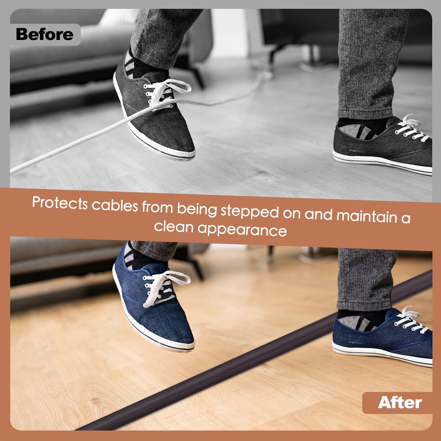 EYAYEN Floor Cord Cover for Wires on Floor Self Adhesive Cord Hider