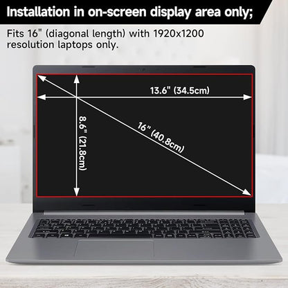 16 Inch 16:10 Laptop Privacy Screen Filter, Anti Blue Light Glare & Anti Scratch Computer Privacy Shield for 16" with 1920x1200 Aspect Ratio Laptop