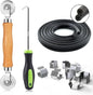 Screen Repair Kit, King&Charles 4 in 1 Screen Roller Tools with Bearing & Removal Hook & Clips(8 pcs) & Spline(32 ft) and User Manual, for Install/Replace Door Window Mesh
