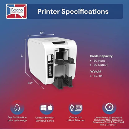 Bodno Magicard Pronto 100 ID Card Printer & Complete Supplies Package ID Software and Camera - Bronze Edition