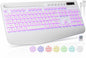 Wireless Keyboard, 7 Colored Backlits, Wrist Rest, Phone Holder-Rose gold