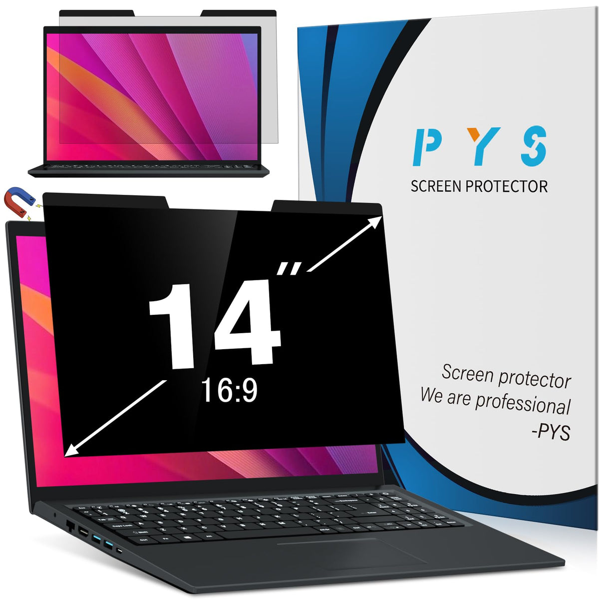 PYS Magnetic Privacy Screen for MacBook Air 15.3 Inch (2025/2024/2023, M4, M3, M2 Chip) - Removable Anti-Glare Protector with Camera Cover Slide, Anti-Blue Light Filter for Mac Air 15.3" Laptop