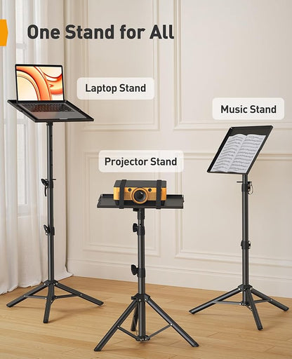 Perlegear Projector Stand Tripod, 21" to 45" Height Adjustable Laptop Stand, Portable Tall Projector Stand 90°Tilt with Spikes for Outdoor Movies, Camping, Office, Home, Stage, or Studio, DJ Rack
