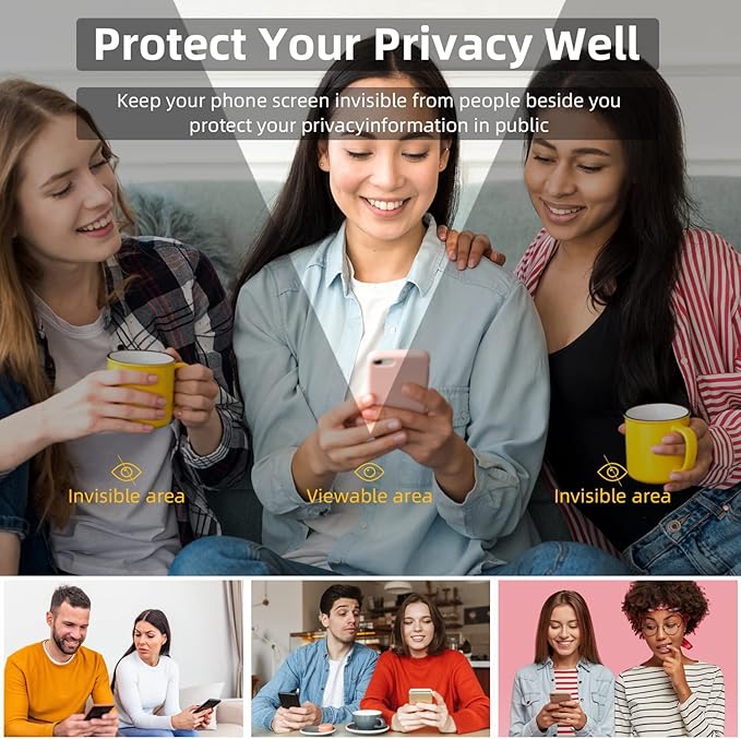 EGKimBa Privacy Screen Protector - Compatible with iPhone 16e, 14, 13 and 13 Pro 6.1 inch Gradient Colorful Electroplated Anti-Spy Anti-Blue Light Tempered Glass