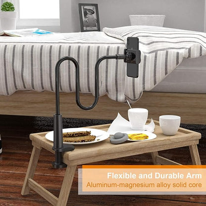 Phone Holder Bed Gooseneck Mount - Flexible Arm 360 Mount Clip Adjustable Bracket Clamp Stand Compatible with Cell Phone 11 Pro XS Max XR X 8 7 6 Plus 5 4, Samsung S10 S9 S8 for Bedroom Desk