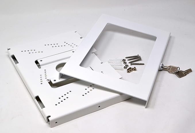 TABcare Locking Security Metal Case for iPad Mini Used as Kiosk, POS, Store, Show Display (White, iPad Mini 4/5)
