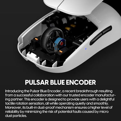 Pulsar Gaming Gears X2A mini Wireless Gaming Mouse, Ultra Lightweight 1.94 oz (55 g), Ambidextrous, Optical Switch, 2.4 Ghz 1 ms, 26000 DPI, PAW3395 Sensor (Mini, Wireless, White&Black)