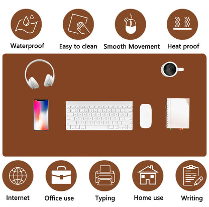 PU Leather Desk Pad Protector Gaming Mouse Pad Non Slip Desk Mat for Keyboard and Mouse Waterproof Desk Writing Pad for Office and Home Desk Accessories(Brown, 47.2 * 17.7)