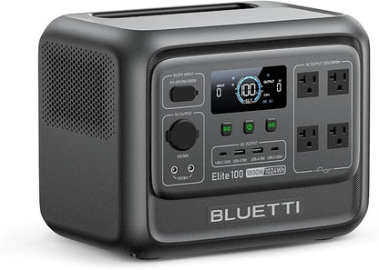 BLUETTI Elite 100 V2 Portable Power Station (2025 New), 1024Wh LiFePO4 Battery Backup w/ 4 1800W AC Outlets (3600W Surge), 35% Smaller, Solar Generator for Camping, Outages, and UPS Backup