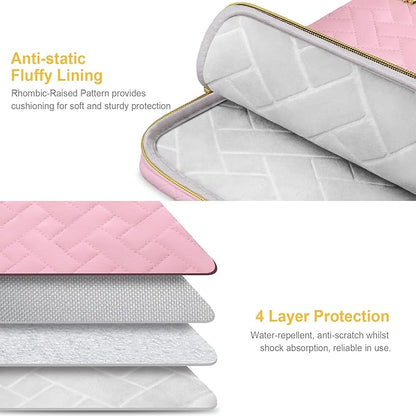 Lacdo Laptop Sleeve Case for 16 inch New MacBook Pro M4/M3/M2/M1 Pro/Max A3403 A3186 A2991 A2780 A2485 2024-2019 | 15 inch Microsoft Surface Laptop 7th Copilot+PC/6/5/4/3/2/1 Computer Bag, Sakura Pink