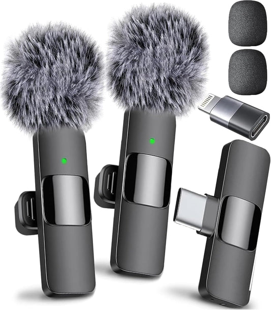 Mini Mic Pro (Latest Model – #1 Microphone for iPhone & Android, Wireless Mini Microphone, Clear Voice, Noise Cancelling, Lavalier Mic for TikTok, YouTube & Interviews