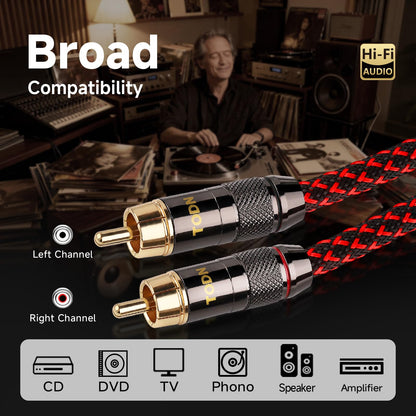 TODN RCA Cables Audiophile 3ft HiFi Stereo Shielded for Car/Home Audio