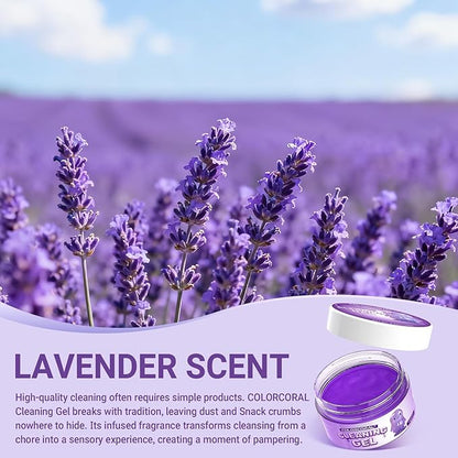 Car Cleaning Gel Reusable 2Pack - Lavender Scent Dust Cleaning Putty Keyboard Slime for Car Interior Air Vent Cleaner, Auto Detailing Tools Accessories, Dust Remover Gifts for Men Women,200g,Purple
