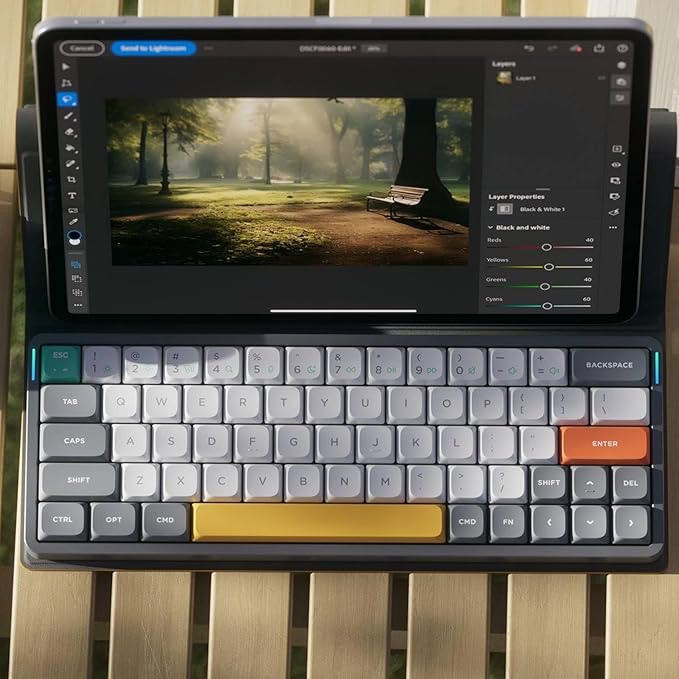 nuphy Air60 V2 Portable Wireless Keyboard 60% Low Profile Mechanical Keyboard Support QMK/VIA Compatible with Windows/mac OS/Linux Supports Bluetooth 5.1/2.4GHz/Wired (USB-C) Grey-Gateron Blue Switch