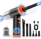 Compressed Air Duster, 100000RPM Handheld Car Vacuum/Air Blower& Pump, 3 Gear Adjustable Electric Air Duster/Car Vacuum Cleaner, Keyboard Duster with LED Light-10 Kits Air Blower for Computer(Orange)