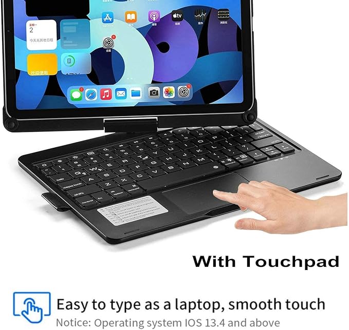 Keyboard Case for iPad 10.2 9th/8th/7th Gen, Rotating Case for iPad9/iPad8/iPad7 with Backlits Touchpad Keyboard-360° Rotatable Smart Cover with Pencil Holder, Rose Gold