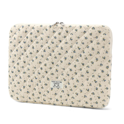 Puffy Laptop Sleeve 13 Inch Cute Quilted Laptop Protective Case Padded Floral Computer Sleeve for MacBook (A-Blue, 13 Inch)
