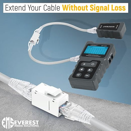 Everest Cat6 RJ45 Keystone Coupler (6-Pack) in White - RJ45 Coupler - Cat 6 Couplers - Female to Female Cat6 Keystone Jacks - Ethernet Couplers - Ethernet Cable Extender