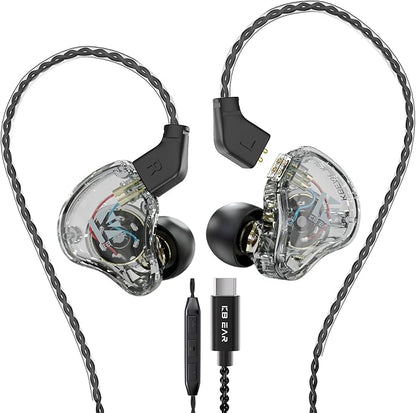 KBEAR KS1 USB C Headphones Crystal Clear Sound Earphones for Samsung Galaxy s23 s22 s21 s20 Ultra, Type C Earphone with Microphone Volume Control for Singers Musician