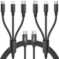 Multi USB C Cable [2 Pack, 4FT], 3 in 1 Charging Cable for Multiple Devices, Braided Charging Cords Phone Charger Cable with Type-C, Micro USB, IP Port for iPhone16/15/14/Android Phones and More