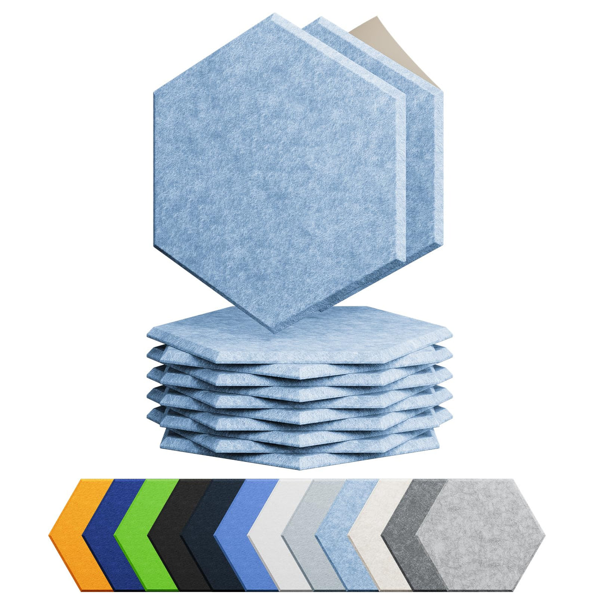 12 Pack Hexagon Acoustic Panels Self Adhesive Sound Proof Foam(Silver Gray)