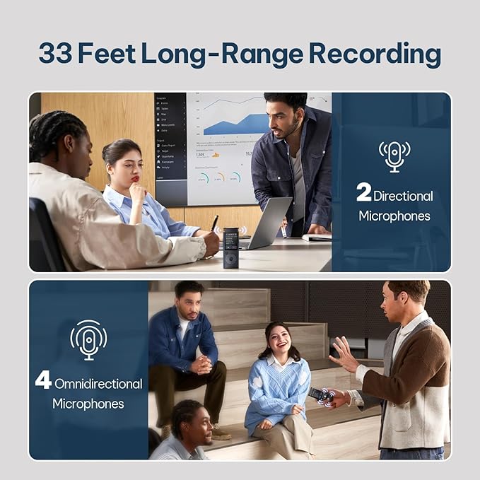 iflytek Offline Voice Recorder with AI Transcription,Recording Device with Playback Secure Digital 5-Language Voice-to-Text, Noise Reduction, AI Voice Recorder for Meetings, Interviews, Learning