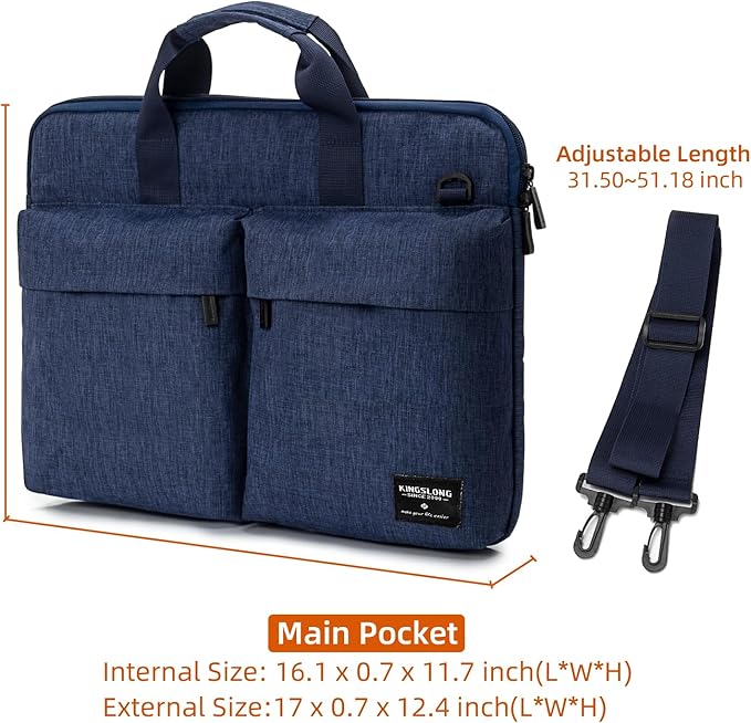 KINGSLONG 15.6 inch Laptop Shoulder Bag, Slim Laptop Sleeve Case, Shockproof Computer Notebook Ultrabooks Carrying Case Handbag Cover Fit for Acer Asus Dell Lenovo HP, Blue