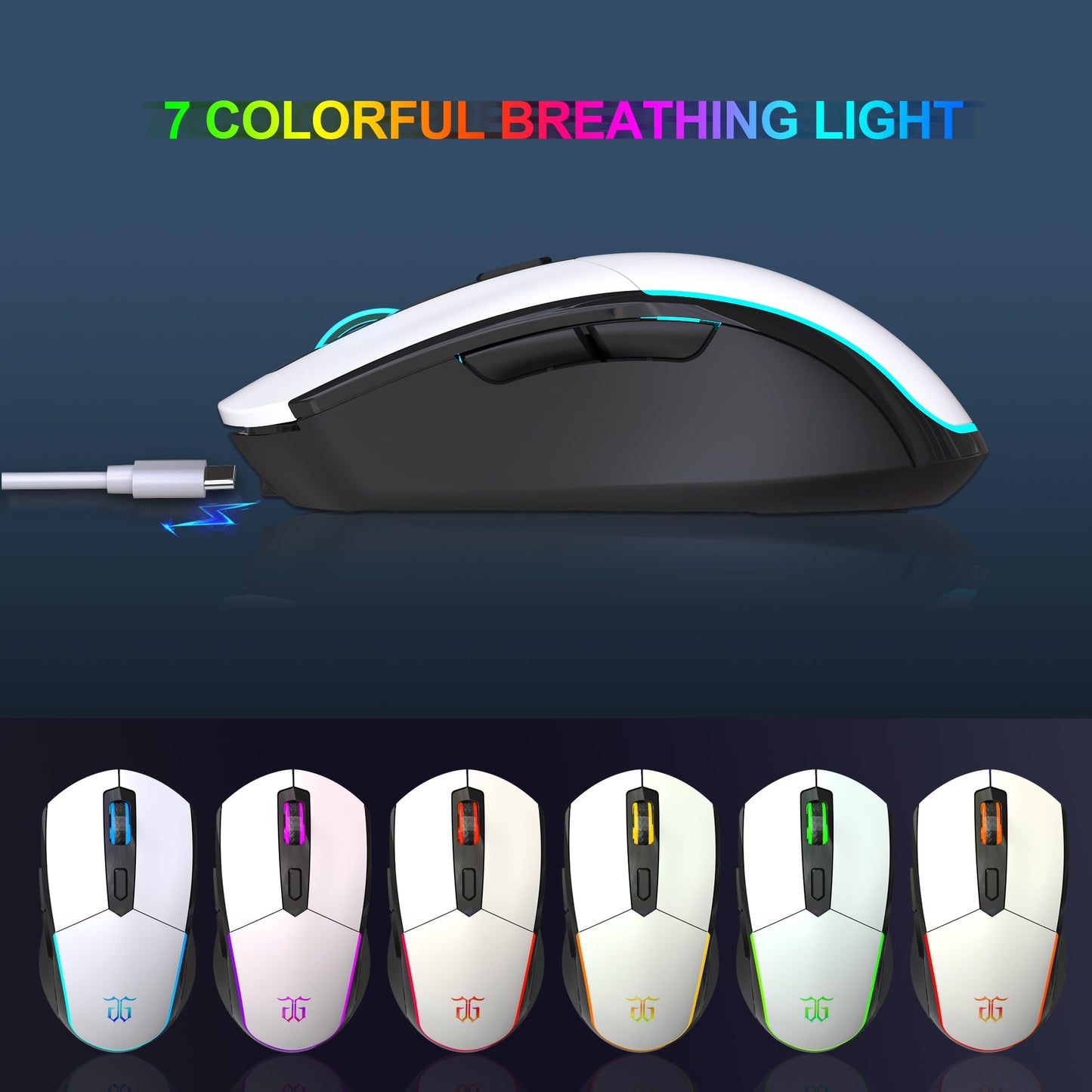 Snpurdiri 60% Wireless Gaming Keyboard and Mouse Combo (White-Black)