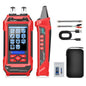 10 in 1 Network Cable Tester with 7 Wavelengths OPM 10Km/10mW VFL 600M Measurable Length 100 Records Tool Kit for CAT5 CAT6 Telephone Ethernet RJ11 RJ45 PoE Wire Tracer NCV, Red