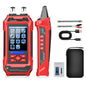 FIXCHIGO 10 in 1 Network Cable Tester with 7 Wavelengths OPM 10Km/10mW VFL 600M Measurable Length 100 Records Tool Kit for CAT5 CAT6 Telephone Ethernet RJ11 RJ45 PoE Wire Tracer NCV, Red
