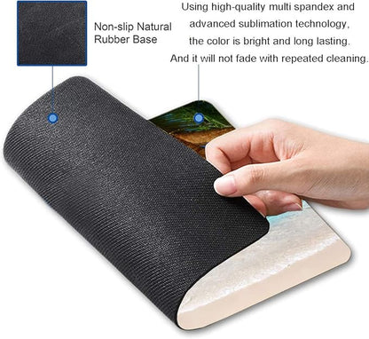 Beach Mouse Pad With Coconut Trees - Gaming Mat, Square Waterproof, Non-Slip Rubber Base for Office, Home, Laptop, Travel - 9.5"x7.9"x0.12" Inch