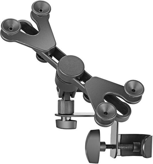 Amazon Basics Adjustable Tablet Holder for Music Stand, Secure Portable iPad Holder with 360 Degree Swivel, Fits 7-11" Screens, Black