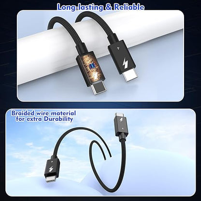 Thunderbolt 4 Cable, 2Pack 6.6FT USB C to C Cable, 240W Fast charging,40Gbps Data Transfer,Supports 8K/4K Displays, USB C charegr cord for iPhone 16 Series, MacBook Air, iPad (Thunderbolt 4-Certified)