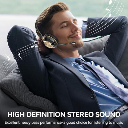 Wantek USB Computer Headset with Clear Chat Microphone, Lightweight On Ear Wired Headset for MS Teams,Skype,Webinars,Call Center and More