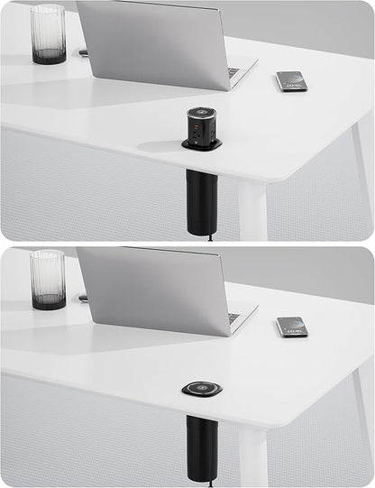 Jgstkcity Pop Up Countertop Outlet with 15W Wireless Charger,20W USB C Ports,Flush Mount Tamper Resistant,Recessed Grommet Receptacle,4 USB 4 Outlets,15A,1875W,ETL Listed,3.15in Hole,Black