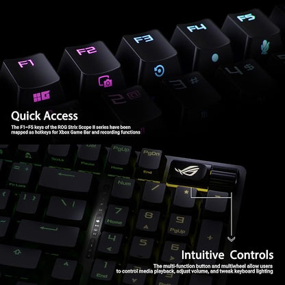 ASUS ROG Strix Scope II 96 Wireless Gaming Keyboard, Tri-Mode Connection, Dampening Foam & Switch-Dampening Pads, Hot-Swappable Pre-lubed ROG NX Storm Switches, PBT Keycaps, RGB-Black