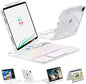 KARTICE Transparent 360 Keyboard Case with Wireless Keyboard for iPad Pro 13 2024 13 inch, Multi-Touch Trackpad, 7 Color Backlight, 360° Rotating Stand with Pencil Holder for iPad Pro 13