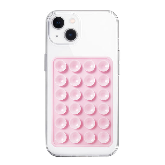 Anteel Silicone Suction Phone Case Mount, Non Slip Sticky Phone Grip for Cellphone, Silicon Adhesive Suction Cup Phone Mount, Strong Grip Holder for Selfies and Videos (Light Pink)
